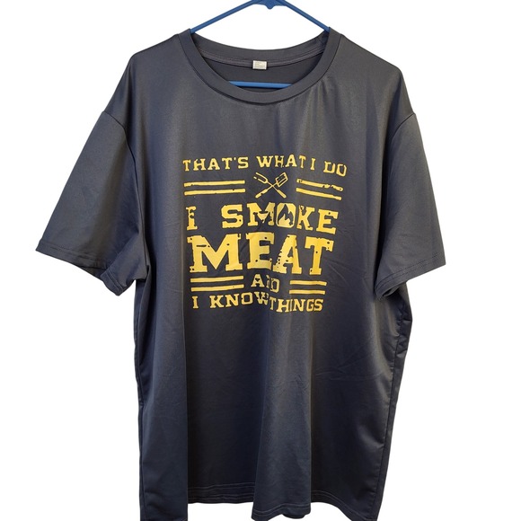 Unbranded Other - Mens 3XL I Smoke Meat‎ And I Know Things Graphic T-Shirt Gray BBQ Grilling Tee